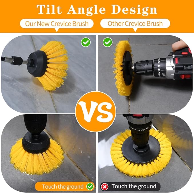 Grout Brush for Drill, 2025 New Crevice Cleaning Brush Set, 3pcs Drill Brush Attachment Kit, for Tile Grout, Corner, Sink, Kitchen, Window
