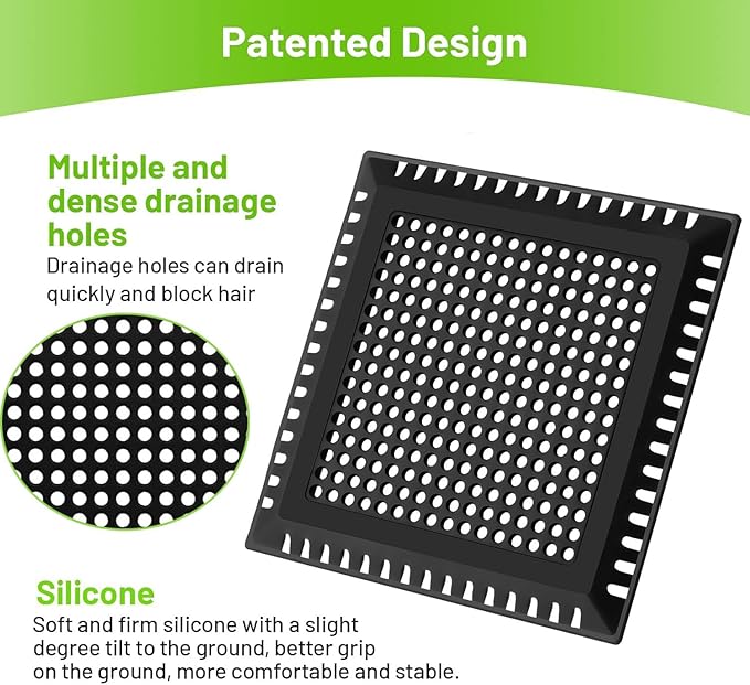 Drain Hair Catcher,Shower Drain Cover Hair Catcher Shower Drain Strainer for Bathroom Floor,Square Shower Hair Drain Catcher to Keep Away from Clogged Drain (Matte Black, 4 inch) (Pack of 2)