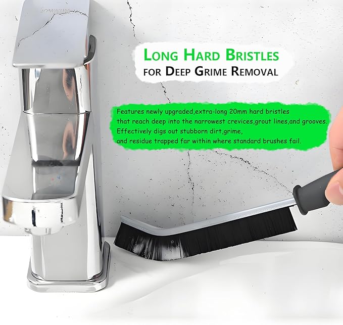Grout Brush Stiff Bristle, Crevice Cleaning Brush for Tight Spaces, Multi-Surface Scrubber for Kitchen Sink, Bathroom Tile,Toilet,Window Tracks & Faucets - 3 Pack