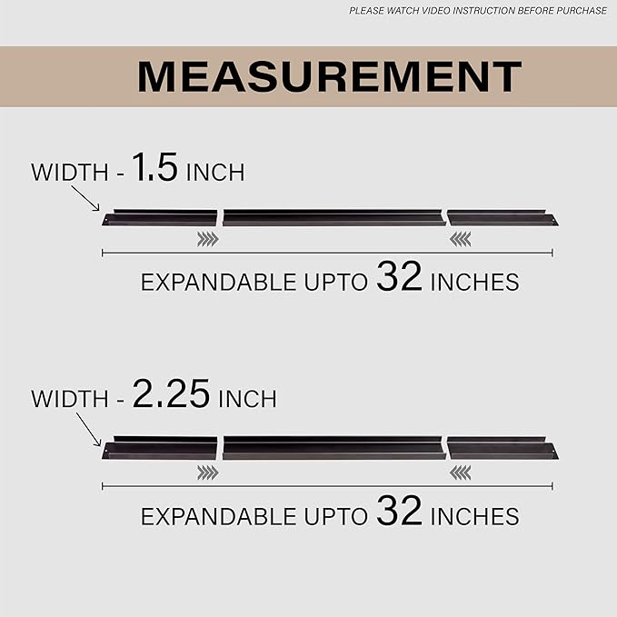 Expandable Rear Stove Gap Cover for Slide-In Ranges – Stainless Steel, Black Powder Coated – Adjustable Up to 32″ – Dual Install Options (1.5 inch WIDE)