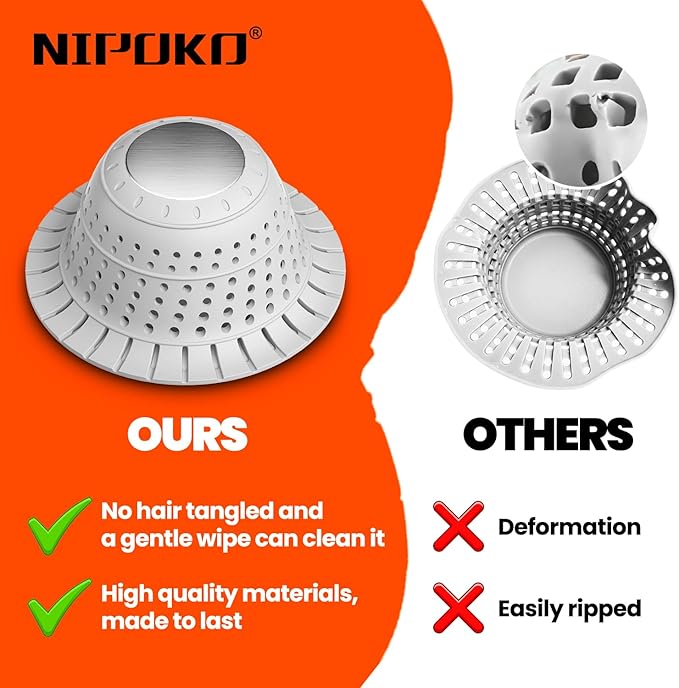 Shower Drain Hair Catcher - Bathtub Drain Cover Foldable Silicone，Shower Drain Protector for Pop-Up and Regular Drains of Shower,Tub, Bathroom, Sink,Grey