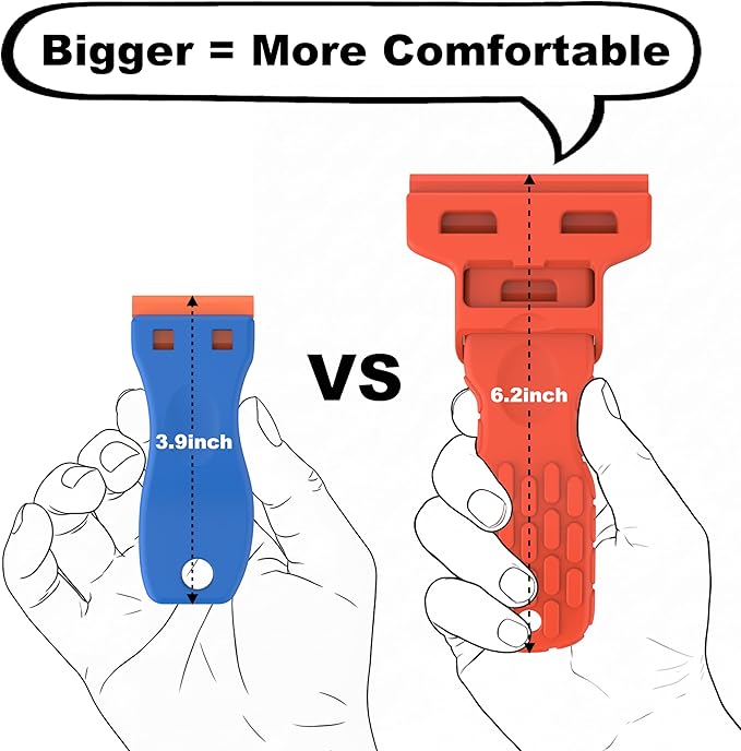Dual-Width Plastic Razor Blade Scraper Tool Non Scratch - 2-Pack With 100 Blades, Single Or Double Wide Head, Removes Stickers, Labels, Decals, Adhesive & Paint On Glass, Cooktops, Car Windows & Tiles