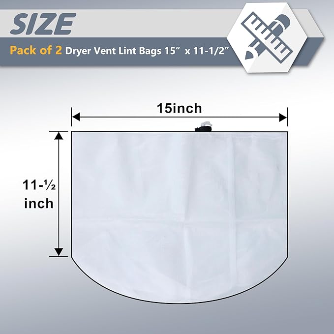 Flamorrow 2 Pack Dryer Vent Lint Bags, Indoor Outdoor Dryer Vent Lint Traps to Capture Lints and Dusts Form Ventless Dryers Vents, Lints Catcher and Filter Bags for Electric Clothes Dryers