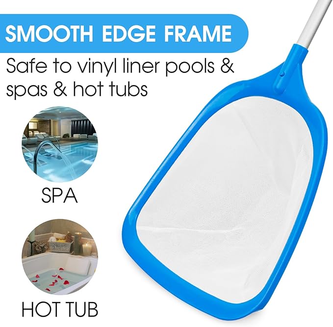 TidyMister Hot Tub Skimmer Spa Net with 5ft Aluminum Pole Ultra Fine Mesh Net Handy Leaf Skimmer for Small Above Ground Pools Pick Up Fine Debris Lightweight Net