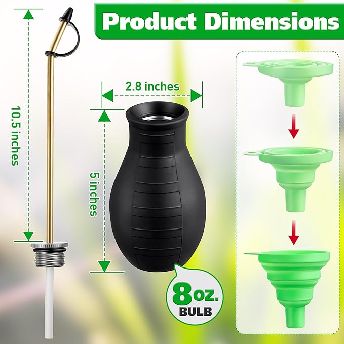 2 Pack Diatomaceous Earth Powder Duster, 8OZ Garden Powder Applicator Dispenser with Long Metal Tube, Bulb Duster Sprayer for Home Organic Gardening Agricultural Supply(Black)