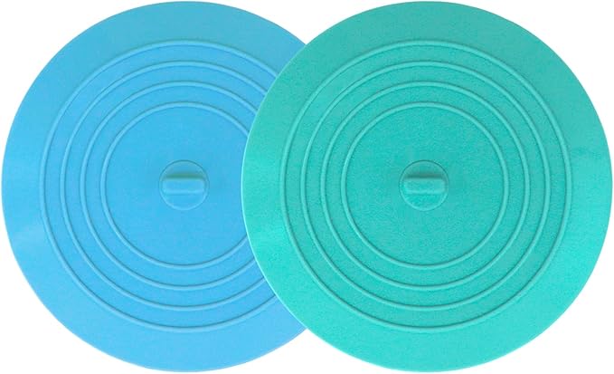 Bathtub Drain Stopper 2 Pack, 5 inches Silicone Tub Stopper Drain Cover, Bath Tub Plug Hair Stopper,Universal Flat Suction Hair Water Shower Stopper Bath Accessories (Blue&Green)
