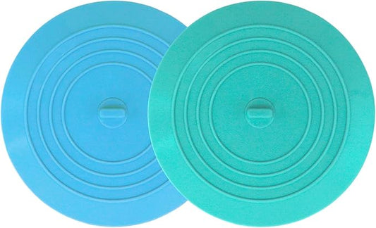 Bathtub Drain Stopper 2 Pack, 5 inches Silicone Tub Stopper Drain Cover, Bath Tub Plug Hair Stopper,Universal Flat Suction Hair Water Shower Stopper Bath Accessories (Blue&Green)