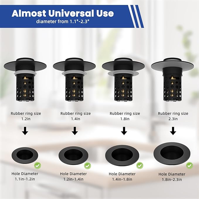 Universal Bathroom Sink Drain Strainer Hair Catcher Upgraded with Removable Stainless Steel Filter Basket, 3 in 1 Pop Up Sink Stopper for 1.1''~2.36'' Sink Basin Hole, Oil Rubbed Bronze