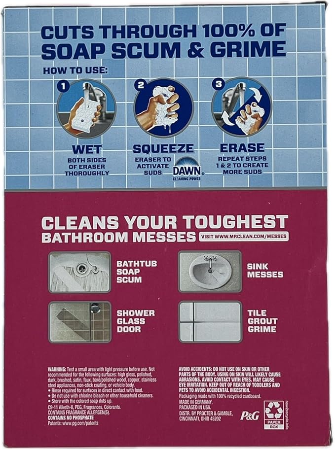 Mr. Clean Magic Eraser Bathroom 2 in 1 Built in Cleaner, 11 Count