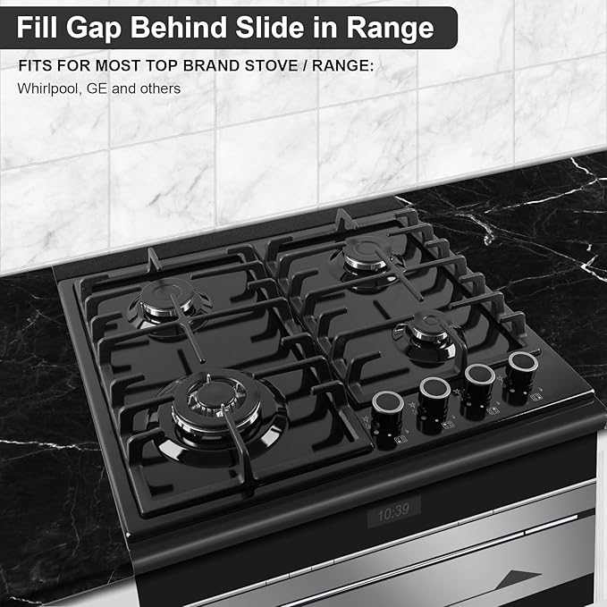 15.7" - 28" Stove Gap Filler, Slide-in Range Rear Filler Kit-Stainless Steel Backsplash for Stove, Backsplash Behind Stove Between Stove Range and Wall for Most Brand Kitchen Stoves (Black)