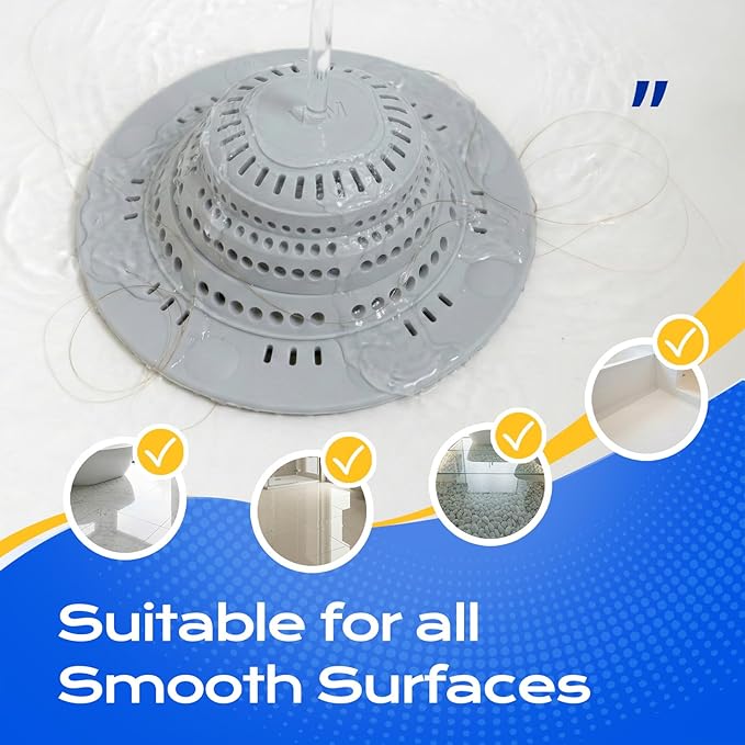 VLM 2 Pack Shower Hair Drain Catcher, Collapsible Silicone Hair Catcher Shower Drain with 8 Suction Cups - Drain Hair Catcher for Bathtub, Shower, Laundry, Sink,with Large Size & Bottom Drain Holes