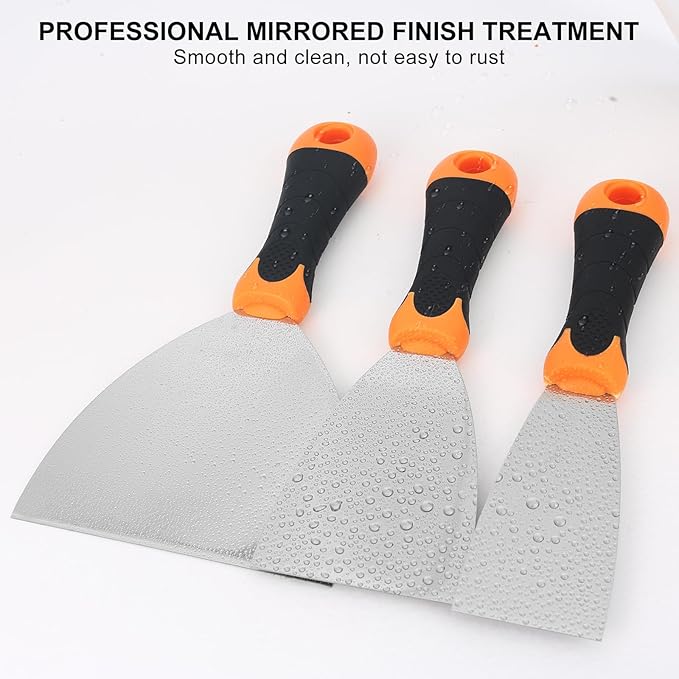 3-Piece Spackle Knife Set: 2", 3"，and 5" Professional Putty Knives - Paint Scraper and Drywall Tools for Wall Repair-WEGAZ