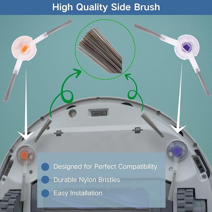 Replacement Accessories Parts Kit Compatible with Narwal Freo X Ultra - Includes 6 Dust Bags, 6 Mop Pads, 6 Filters, 8 Side Brushes, 2 Rubber Main Brushes (Freo X Ultra)