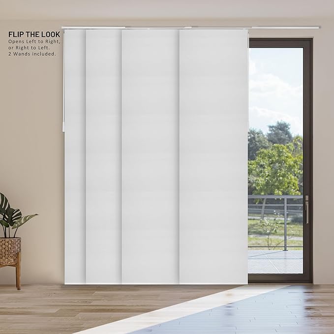 CHICOLOGY Blinds for Sliding Glass Doors , Vertical Blinds for Patio Doors , Room Divider ,Skyrise White (Light Filtering) W:46-86 x H: 0-96 inch