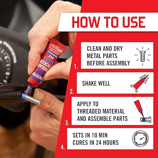 Loctite Threadlocker Blue 242 - Removable Thread Lock Glue for Nuts, Bolts, & Fasteners, Medium Strength Screw Glue to Prevent Loosening & Corrosion - 6 ml, 12 Pack