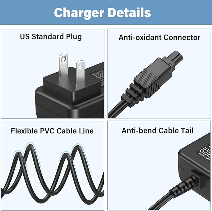 Sweeper Vacuum Charger for Shark V2945Z Rechargeable Floor Carpet Sweeper, Power Cord AC Adapter for Shark 12 inch 12" Electric Cordless Hardwood Sweeper XA2950 V2950 YLS0041T110025 YLS0041-T110025