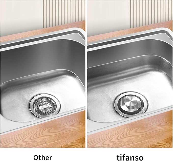Tifanso Kitchen Sink Drain Stopper Cover, 2PCS Stainless Steel Garbage Disposal Stopper 3.34 Inch Drain Plug, Fits Standard Kitchen Sink Size of 3-1/2 Inch