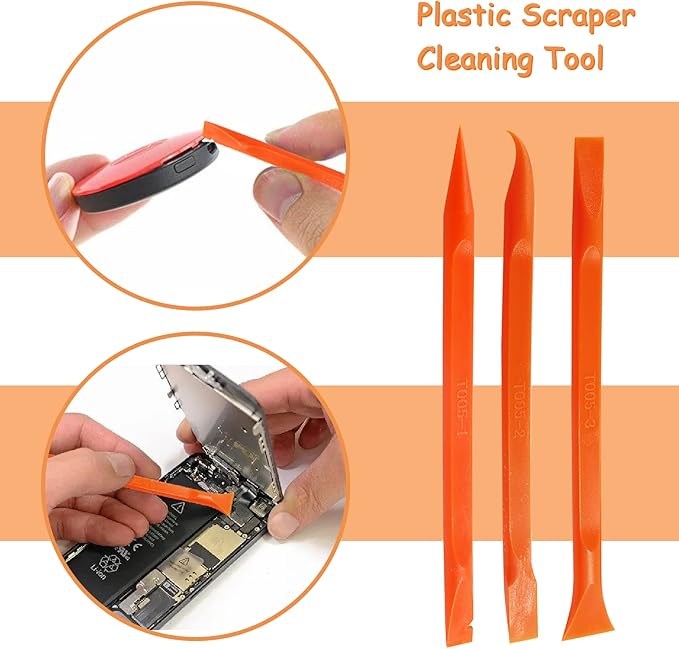18Pcs Carbon Fiber Scraper Cleaning Tool Non-Scratch Plastic Multi-Purpose Stiff Scraper Pen-Shaped Scraper Tool for Paint, Stickers Label, Food, Tight Spaces, Crevices, Kitchen (Orange)