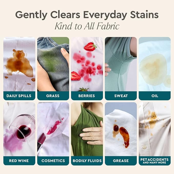 Puracy Natural Stain Remover - Clean Can - Fabric Stain Remover for Clothes Laundry - Stain Treater - Active Enzyme Laundry Stain Remover Spray - Spot Remover for Clothes (Starter Set, Free & Clear)