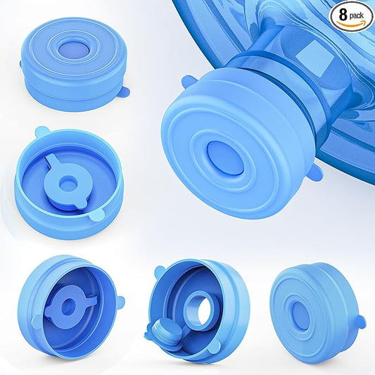 Myvision Reusable 3-5 Gallon Water Jug Caps, Secure Cap for Water Dispenser,No Spill Silicone Replacement Cap,Suitable for bottle mouths with diameters ranging from 1.89 to 2.16 inches (8)