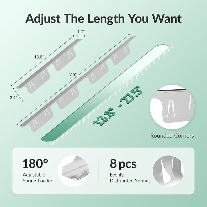 Stainless Steel Stove Gap Covers 13.8~27.5 Inch Retractable, Range Trim Kit Between Stove Top and Counter Heat Resistant & Easy to Clean Oven Gap Filler by BOGDA Silver (2 Packs)