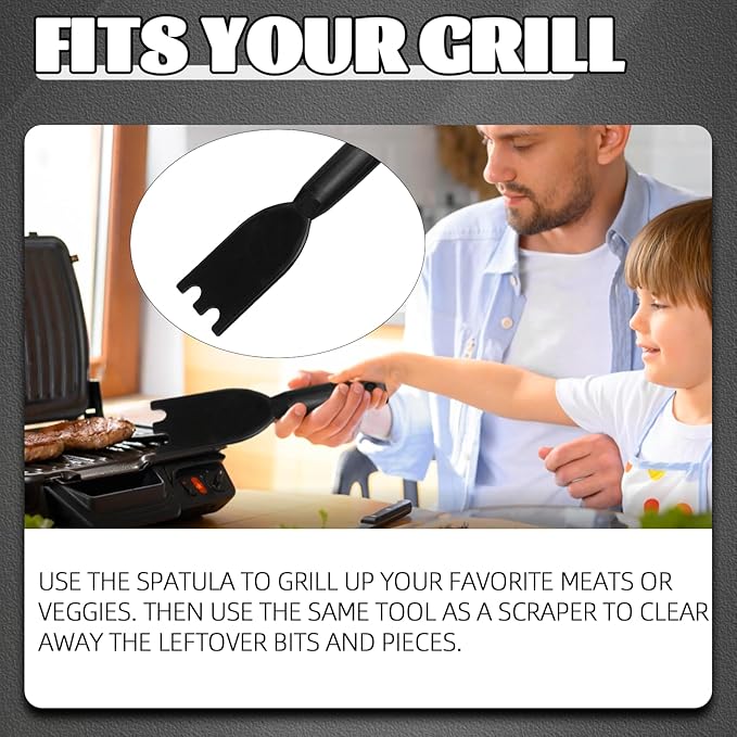 TonGass Grill Scraper for George Foreman Indoor Grills & Most Other Indoor Grills with Grooves, Heat-Resistant Grill Spatula - 2 Pack