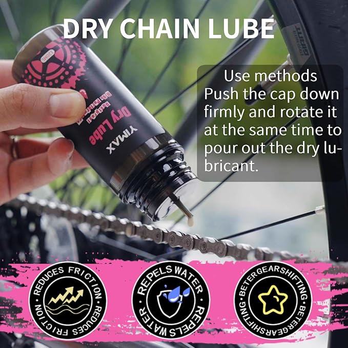 Bike Chain Cleaner Set, Bike Cleaners Bicycle Cleaning Kit 120ML Dry Chain Lube and 500ML Cleaning Spray Bike Chain Lubricant with Brushes Cycling Maintenance, Suitable for All Types of Bike