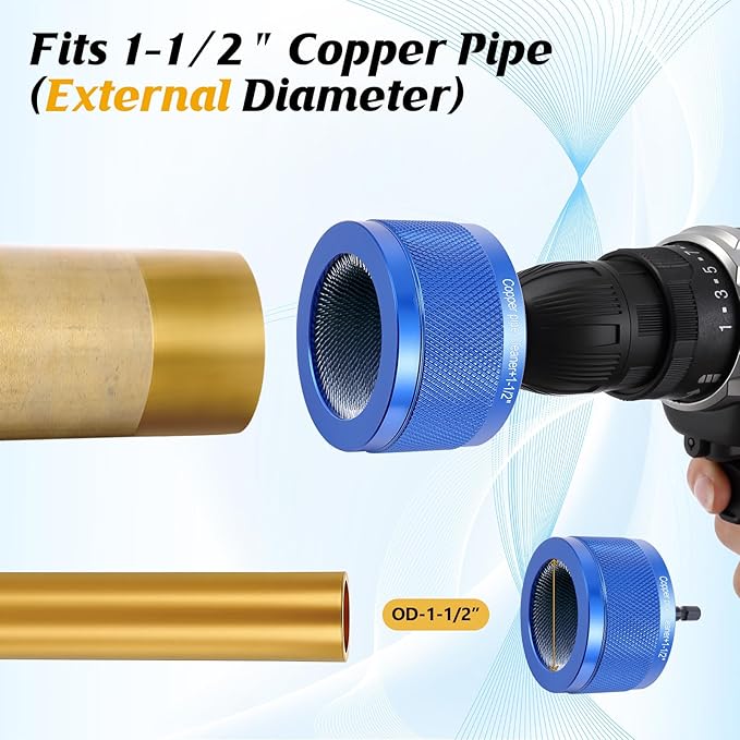 1-1/2'' Copper Pipe Cleaner for Drill Set Includes External Stainless Steel Wire Bore Brushes, Internal Tube Cleaning Brushes, Replacement Plumbing Tools (3 Pcs)