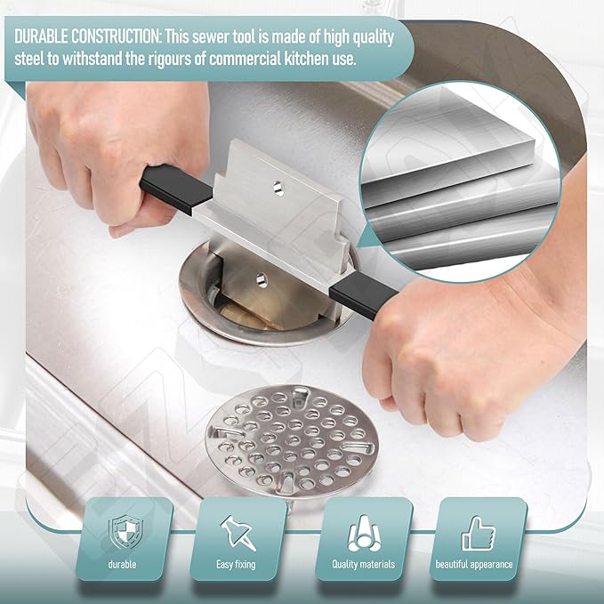 Waste Drain Tool for 3 Tier Sink in Commercial Kitchens, Fit Twist and Lever Waste Drains Drain Installation and Removal Tool