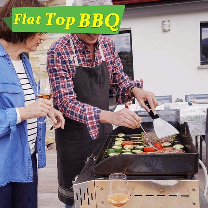 HaSteeL Griddle Scraper 2Pcs, Stainless Steel 9.5in Slant Edge Metal Grill Scraper Chopper for Food Service & Cleaning Supplies, Perfect for Teppanyaki Flat Top BBQ Indoor & Outdoor, Dishwasher Safe