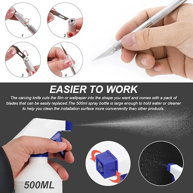 14-Piece Car Window Tint Application Tools Kit, Complete Installation Kit with Squeegees, Knife Blades, Spray Bottle