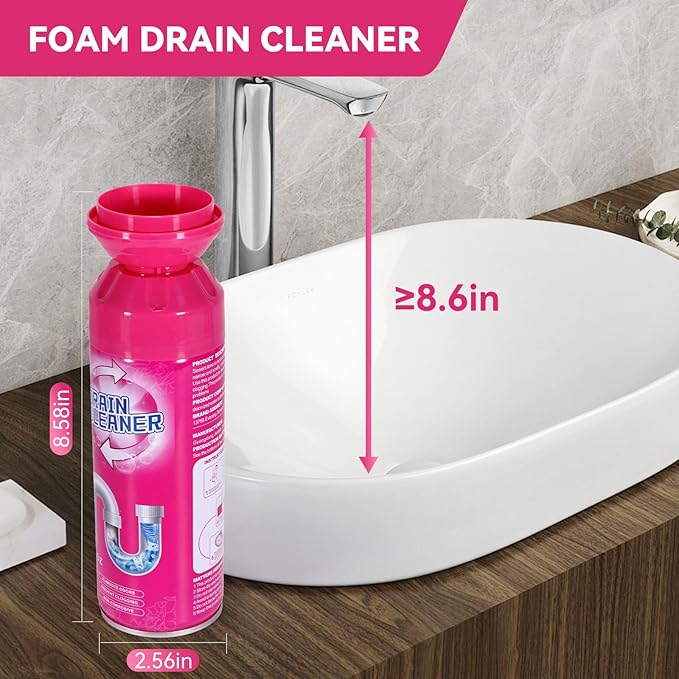 Foaming Drain Cleaner, Sink Cleaner and Deodorizer, Drain Clog Remover for Kitchen Sinks, Tubs, Shower Drains (1 Pcs)