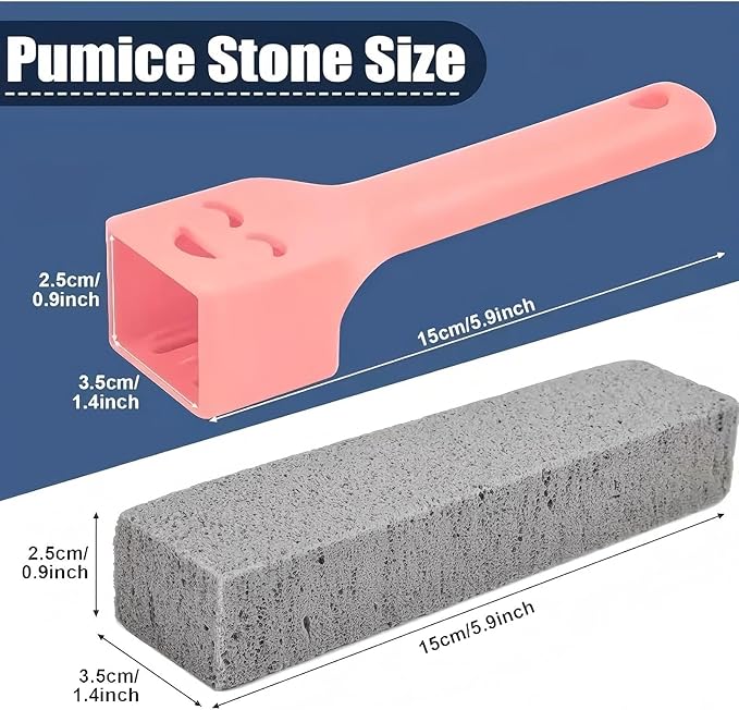 12 Pack Pumice Cleaning Stones with 2 Handle, Heavy Duty Toilet Bowl Cleaners, Hard Water Stain & Ring Remover for Bathroom, Pool Tile, Sink, and Kitchen