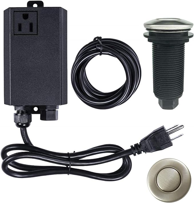 Garbage Disposal Air Switch Kit Sink Top Waste Disposal Long Stainless Steel Brushed Nickel On/Off Air Button Food and Waste Disposals Part by Etoolcity