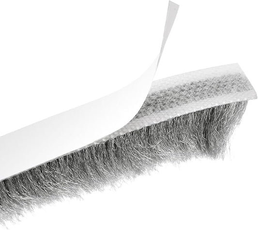 uxcell Weather Stripping Brush, 20ft L x 0.35" W x 0.6" H Self-Adhesive Seal Weatherstrip Sweep Brush Gray for Door Window