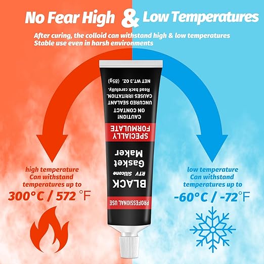RTV Silicone Gasket Maker, High Temp Silicone Resist Oil, Anti-Freeze RTV Silicone Sealant for Engines, Gearboxes, Pumps, Superchargers (Transparent, 170g)