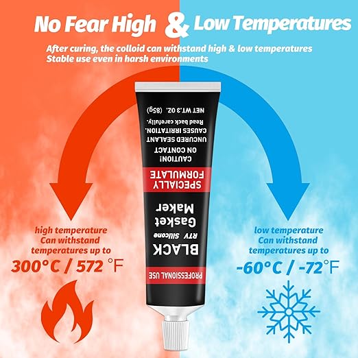 RTV Silicone Gasket Maker, High Temp Silicone Resist Oil, Anti-Freeze RTV Silicone Sealant for Engines, Gearboxes, Pumps, Superchargers (Red, 340g)
