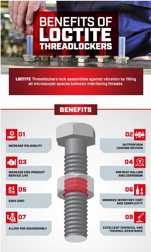 Loctite 38653 222 Purple Low Strength Thread Locker Tube - 6 ml