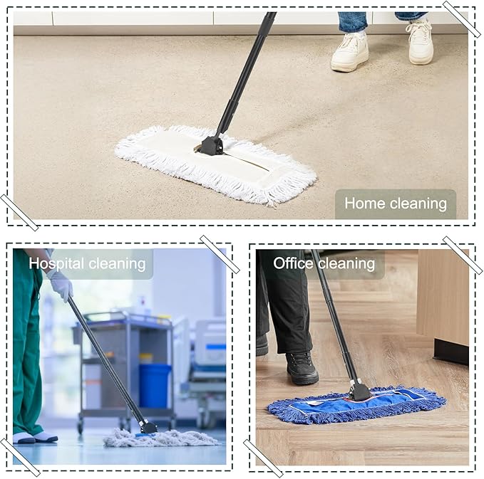 KeFanta 59 Inch Clip on Dust Mop Handle,Commercial Dust Mop Frame Handle,Heavy Duty Metal Stick Replacement for Floor Cleaning