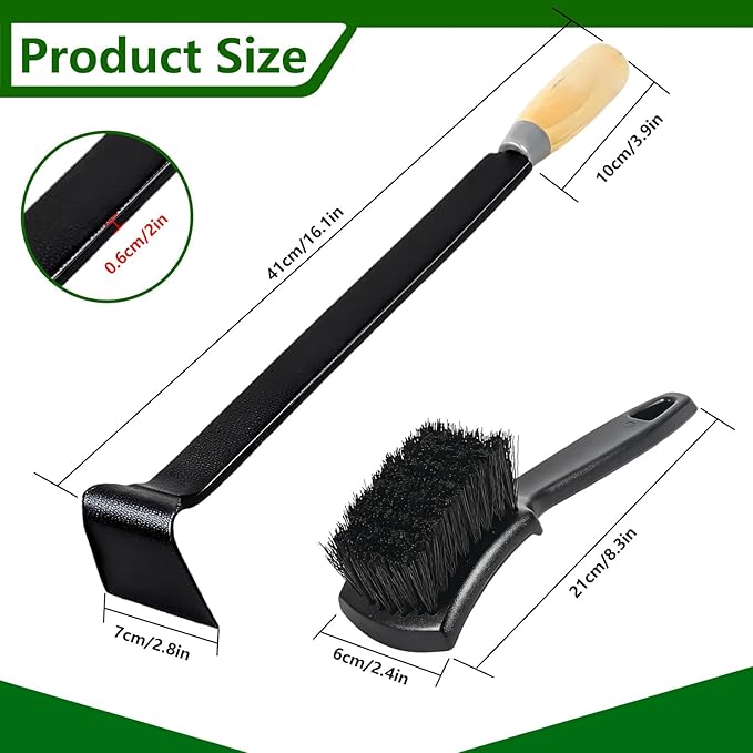 2 Pcs Lawn Mower Deck Scraper Cleaner Brush Kit High-Strength Steel Efficient Mower Deck Cleaning Tool Long Handle Lawnmower Deck Scraper for Gardening