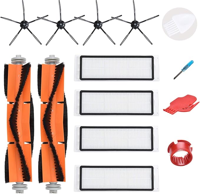 LOVECO Replacement Accessories Kit Compatible for S4 E4 S5 S6 S50 S51 S55 E20 E25 E35 Robotic,2 Main Brush,4 Filter,4 Rubber Side Brush,2 Cleaning Tool