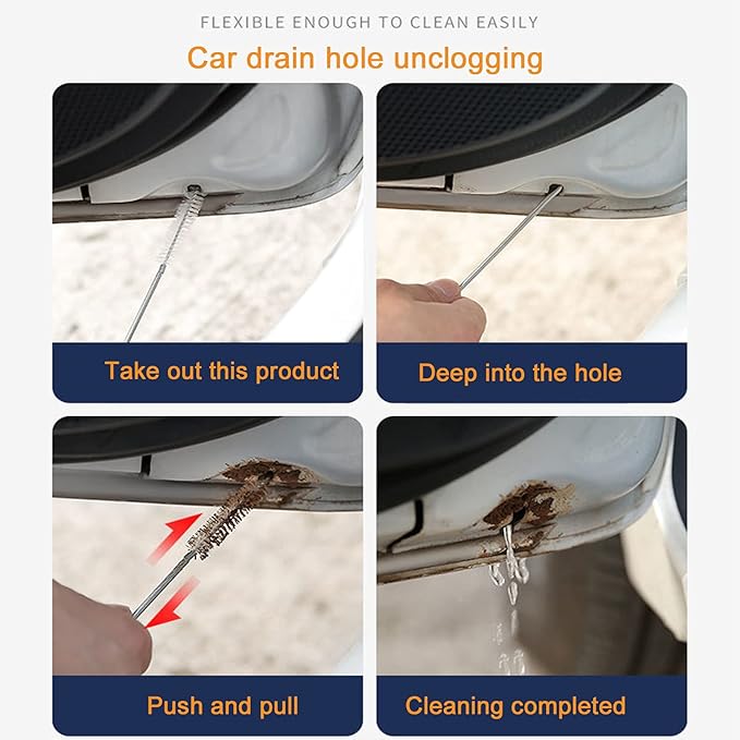 JSONO Refrigerator car sunroof Drainage Internal Long Hose Nylon Spring Fridge Drain Hole Dredging Tool Bendable Frozen Water Clog Remover Cleaning Brush for Kitchen Drain Pipe(155+6cm)