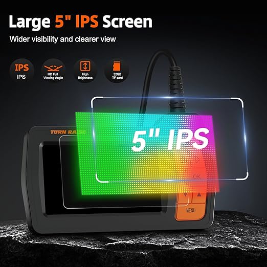 Triple Lens Sewer Camera with 50FT Cable, 5" IPS Screen 1080P HD Snake Camera, Waterproof IP67 Drain Pipe Borescope with Light, Plumbing Inspection Endoscope with 32GB Card & Carrying Case
