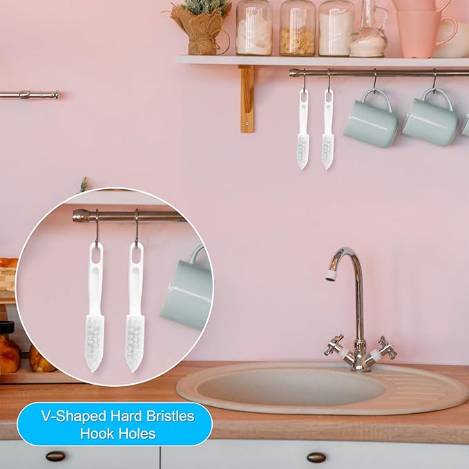 2pcs Grout Cleaner Brush for Tile Floors, V-Shaped Handheld Stiff Shower Gap Cleaning Scrubber with Hard Bristles, Grout Brush for Shower Tile, Door Groove Gap, Bathroom, Kitchen, Window