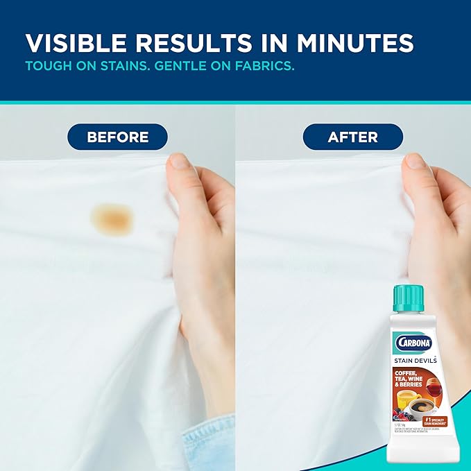 Carbona Stain Devils® #8 | Coffee, Tea, Wine & Juice | Professional Strength Laundry Stain Remover | Multi-Fabric Cleaner | Safe On Skin & Washable Fabrics | 1.7 Fl Oz, 3 Pack