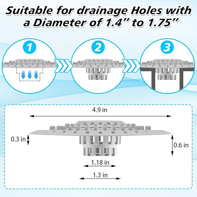Bathtub Drain Hair Catcher, 3-Pack Silicone Foldable Drain Catcher for Bathtub, Kitchen Sink, Sink, and Regular Shower