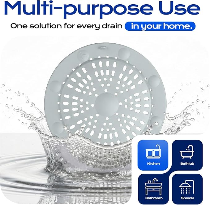 VLM 2 Pack Tub Stopper Bathtub Drain - Shower Drain Cover with 8 Strong Suction Cups, Upgraded Large Size Drain Cover for Bathtub, Shower, Laundry, Sink