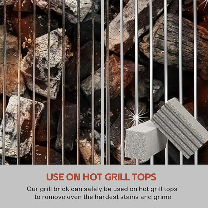 3-Pack Grill Pumice Stone for Cleaning Kit with Heat-Resistant Handle, Pumice Grill Brick, Reusable Griddle & BBQ Scrubber for Stain Removal