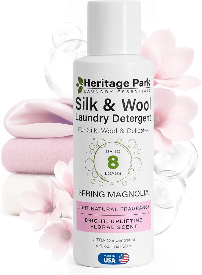 Heritage Park Silk & Wool Spring Magnolia Floral Scent, pH-Neutral Laundry Detergent - Enzymes-Free, Ultra Concentrated (4 fl oz Trial Size)