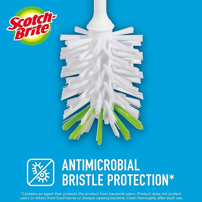 Scotch-Brite Glass and Water Bottle Brush, Long-Lasting Bristles, Safe On Multiple Types of Water Bottles, Baby Bottles, Vases, and More (Pack of 2)
